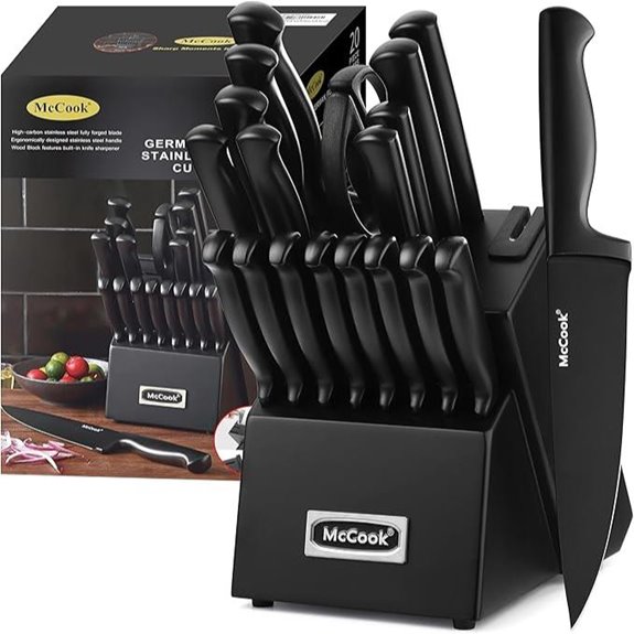 McCook Premium Black Kitchen Knife Set with Sharpener