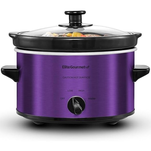 Elite Gourmet MST-275XP Electric Oval Slow Cooker 2Qt Capacity Purple