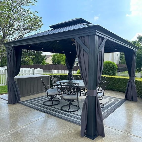 Purple Leaf 12x12 Hardtop Aluminum Gazebo with Curtains