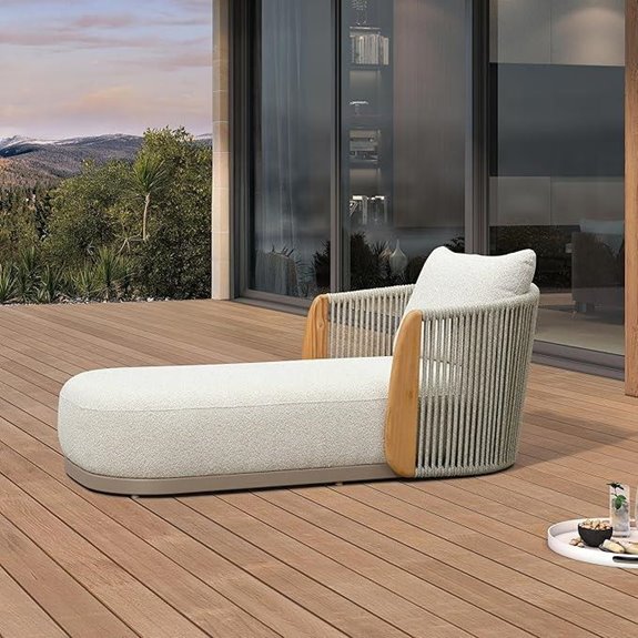 PURPLE LEAF Olefin Patio Lounge Chair with Teak Arms