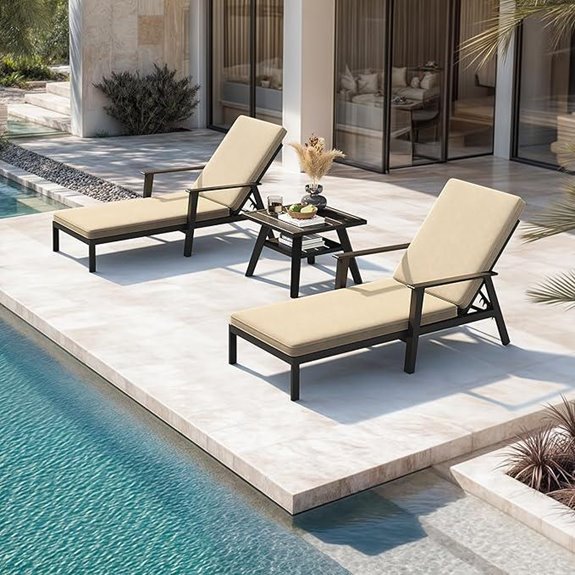 Purple Leaf Pool Lounge Chairs Set with Cushions