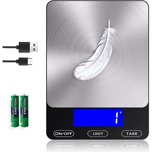 Digital Kitchen Food Scale 33lb Stainless Steel Rechargeable