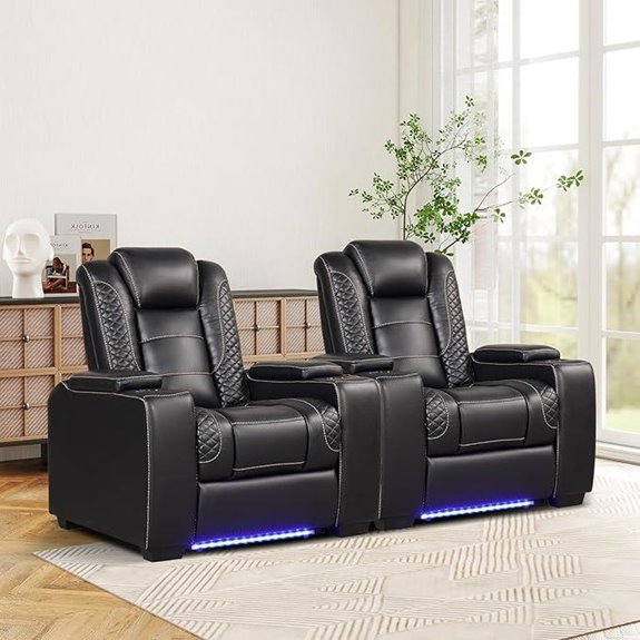 ANJ Power Recliner Set of 2 with LED Lights
