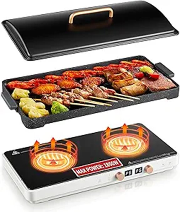 Double Induction Cooktop with Removable Griddle Pan