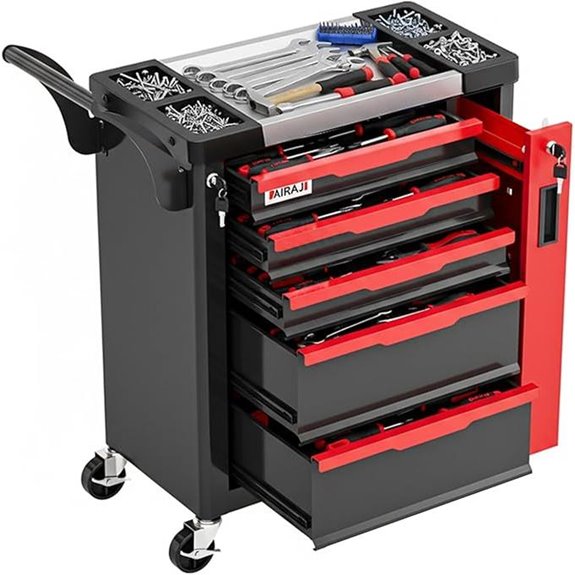 5-Drawer Rollable Tool Chest with Lock and Safety Corners