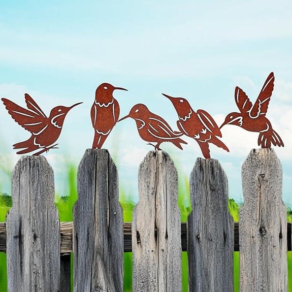 Rusty Birds Garden Decor Set for Yard and Wall