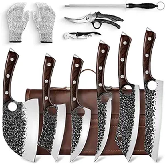 Serbian Chef Knife Set with Bag and High Carbon Steel