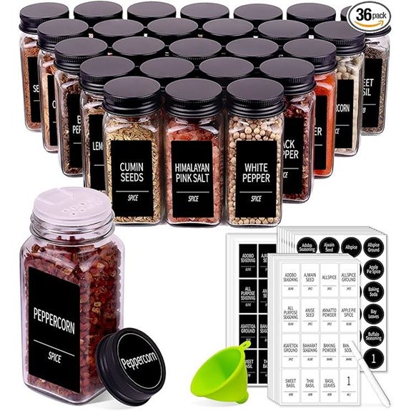Churboro 36 Spice Jars with Labels and Accessories