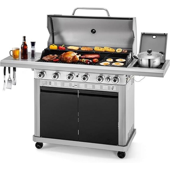 MFSTUDIO 7-Burner BBQ Gas Grill with Searing Side
