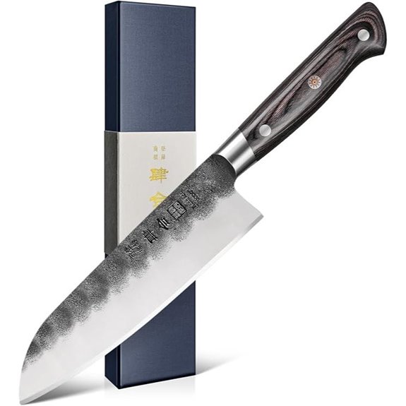 7-Inch Japanese Santoku Knife with Pakkawood Handle