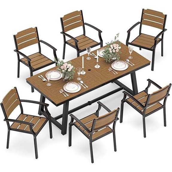 7-Piece Outdoor Patio Dining Set with Umbrella Hole