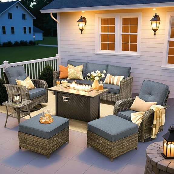 Ovios 7-Piece Patio Furniture Set with Fire Pit