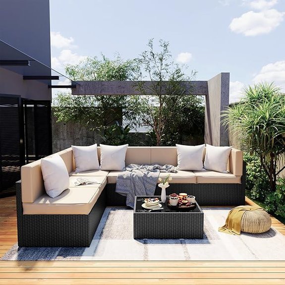 Pamapic 7-Piece Outdoor Wicker Sectional Furniture Set