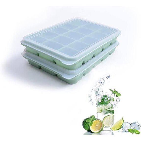 Silicone Ice Cube Trays Set of 2 with Lids