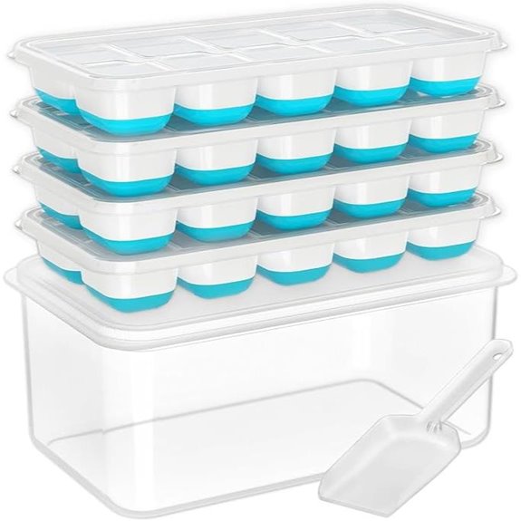 DOQAUS Silicone Ice Cube Trays with Lids (4 Pack)