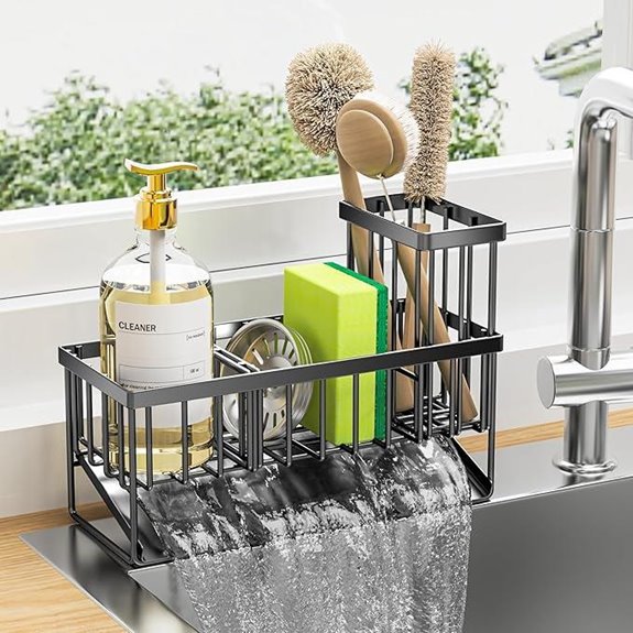 Cisily Sink Organizer with Brush and Sponge Holders