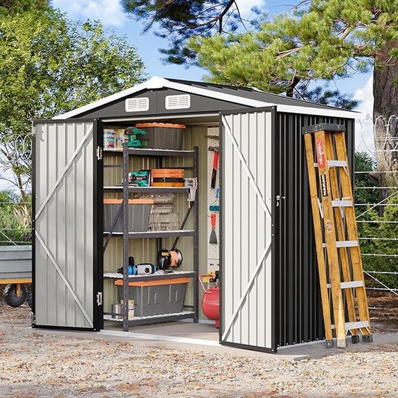 6x4 ft Metal Outdoor Storage Shed with Lockable Door