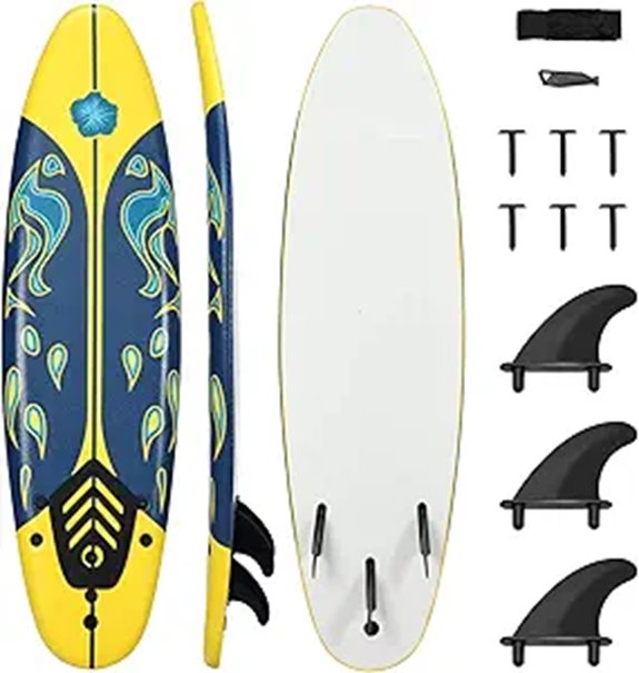 GYMAX 6' Body Board with Removable Fins & Leash
