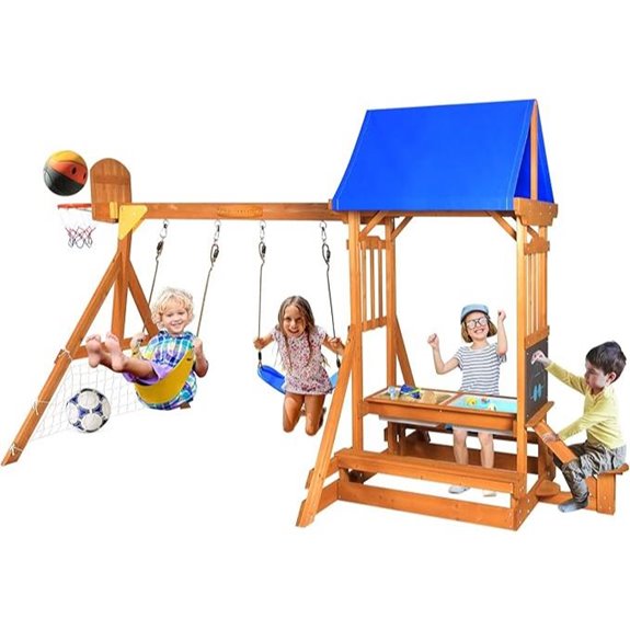 6-in-1 Wooden Outdoor Playset for Kids