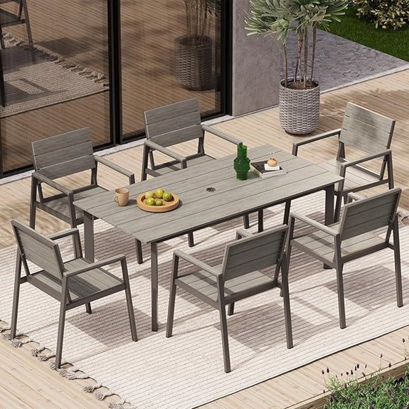 Outdoor Dining Set for 6 with Umbrella Hole
