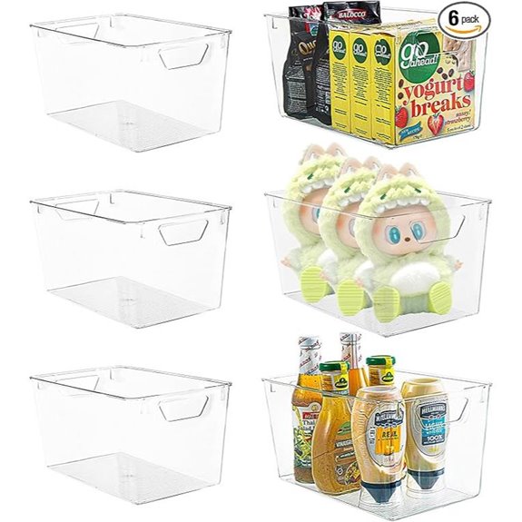Attelite Clear Plastic Storage Bins 6 Pack