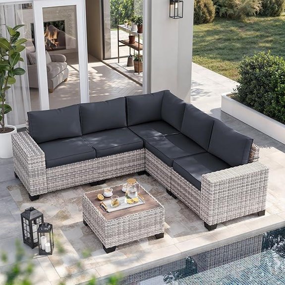 6-Piece Wicker Patio Furniture Set with Cushions