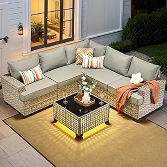 HOOOWOOO 6-Piece Outdoor Sectional Wicker Sofa Set