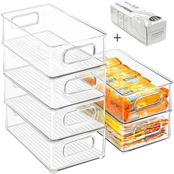 Stackable Refrigerator Organizer Bins (6 Pack)