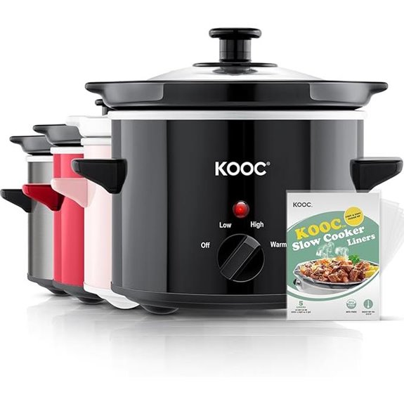 KOOC 2-Quart Small Slow Cooker with Liners