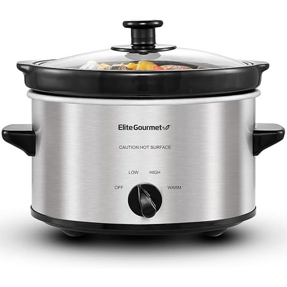 Elite Gourmet 2-Quart Stainless Steel Slow Cooker