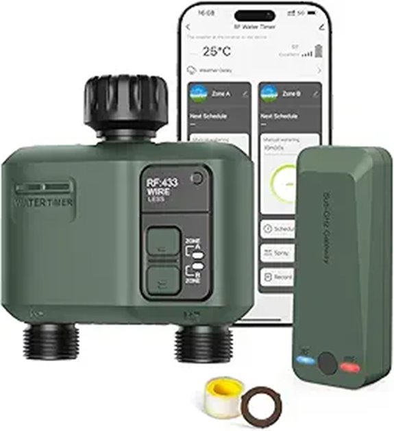 WiFi 2-Zone Garden Hose Water Timer with App