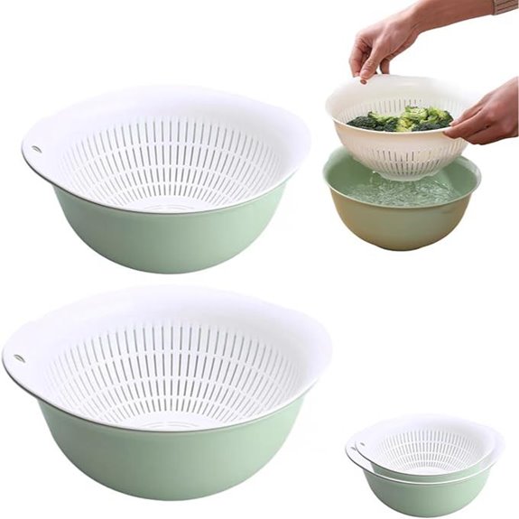 Nesting Plastic Colander Bowl Set for Food Washing