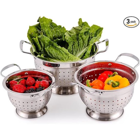 OVENTE Stainless Steel Colander Set with Handles