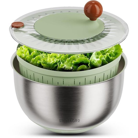 Stainless Steel Salad Spinner 5.3 Quart Collapsible Dryer