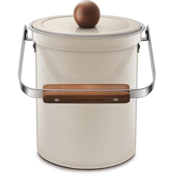 Stainless Steel Kitchen Compost Bin with Wooden Handle