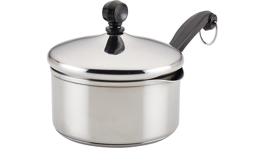 stainless steel covered saucepan