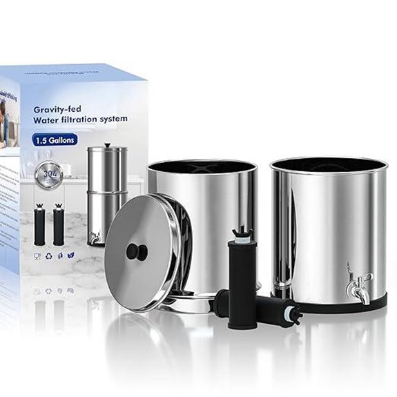 Purewell 1.5G Stainless Steel Gravity Water Filter System