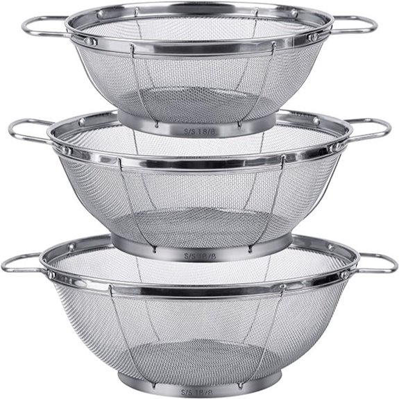 3-Pack Stainless Steel Colanders with Handles