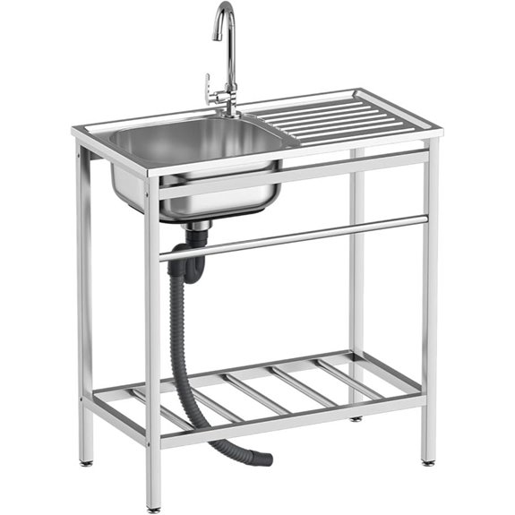 Free Standing Stainless Steel Kitchen Sink with Faucet