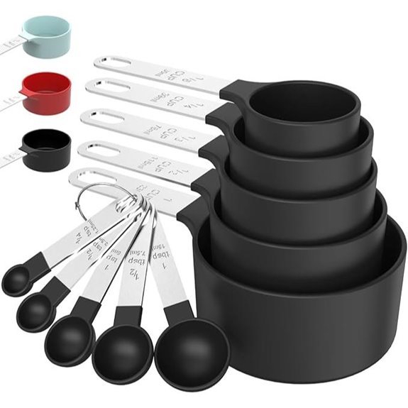 TILUCK Measuring Cups & Spoons Set with Stainless Steel Handles