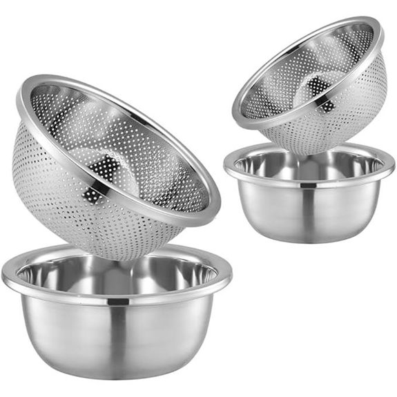 4-Piece Stainless Steel Mixing Bowls and Strainers Set