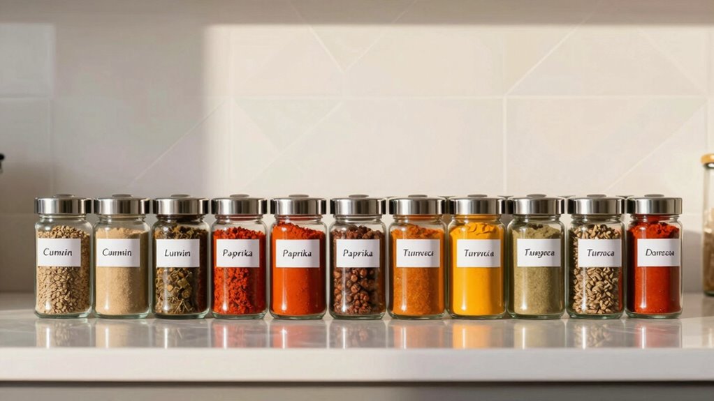 stylish labeled spice storage