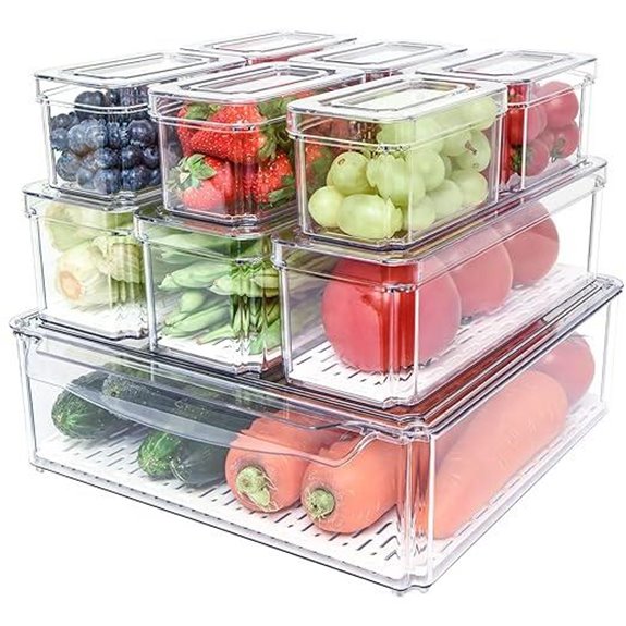 Pomeat 10 Pack Fridge Organizer Bins with Lids