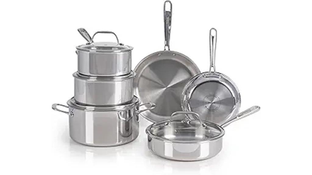 ten piece stainless cookware set
