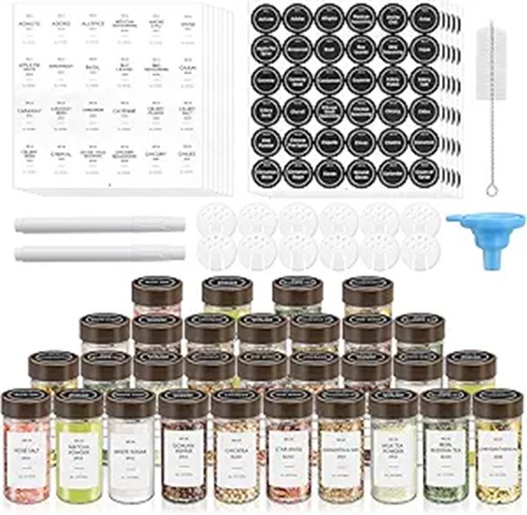 VIBRATITE 30 Pack Spice Jars with Labels and Shakers