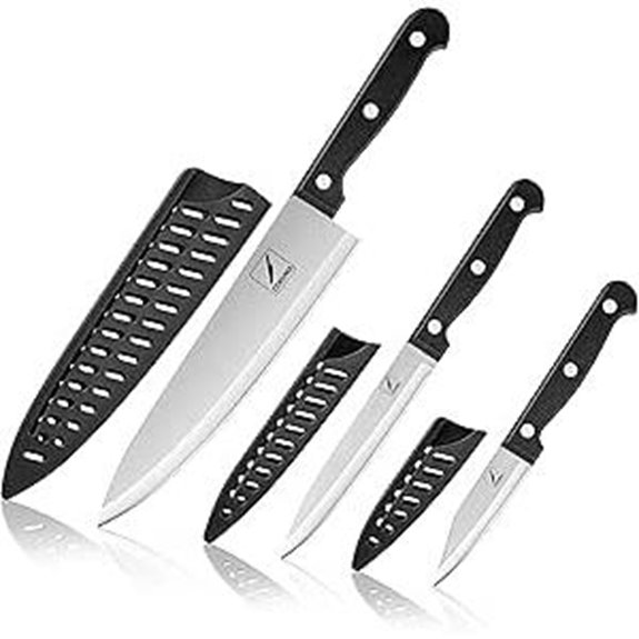 3-Piece Kitchen Knife Set with Sheaths