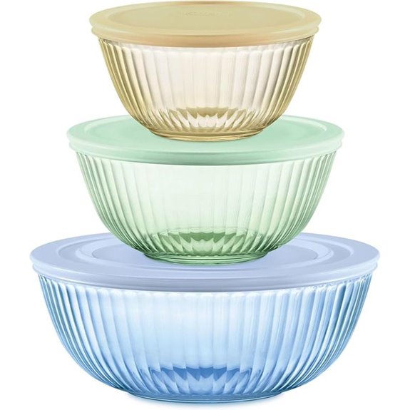 Pyrex Tinted Glass Mixing Bowls Set with Lids