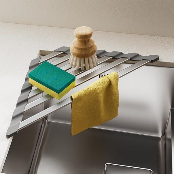Triangular Sink Dish Drying Rack with Sponge Holder