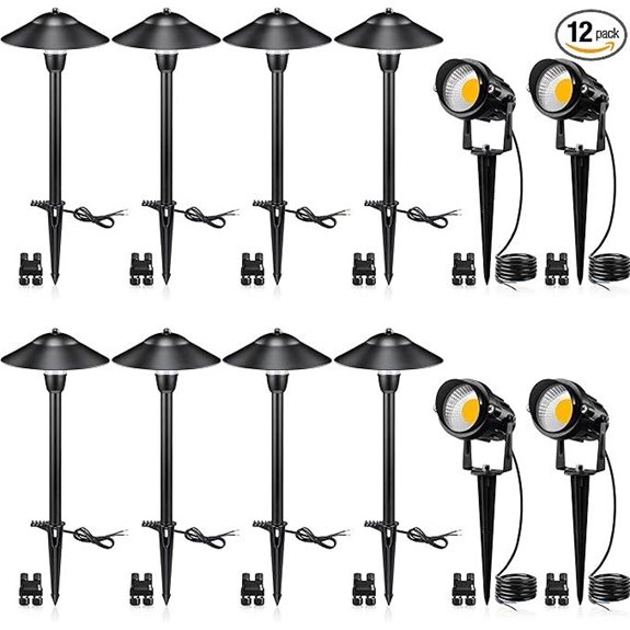 SUNVIE 12V Landscape Lighting Kit with Connectors (12 Pack)