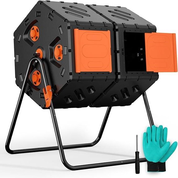 Dual Chamber 45 Gallon Compost Tumbler for Garden